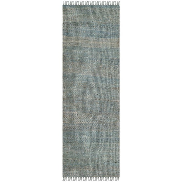 SAFAVIEH Natural Fiber Blue 2 ft. x 12 ft. Gradient Solid Color Runner Rug