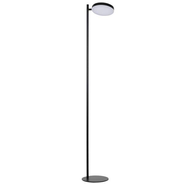 Dainolite Fia 60.5 in. Matte Black, White Transitional 1-Light Standard Floor Lamp for Living Room Acrylic Round Shade