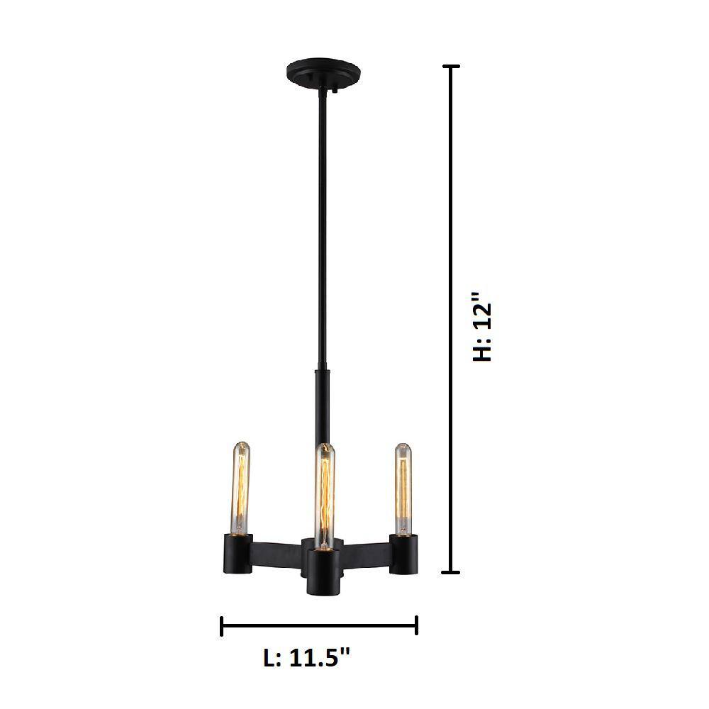 Broyles Matte Black 3-Light Transitional Ceiling Light