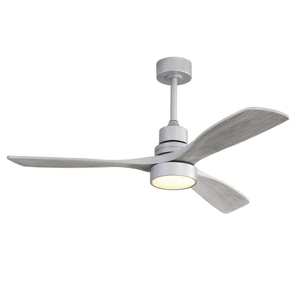 PUDO 52 in. Indoor Gray Ceiling Fan Integrated LED Lighting with Remote Control and Adjustable Helght