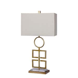 29 in. Totemic Modern Cut-Out Antique Gold Metal and Clear Acrylic Table Lamp