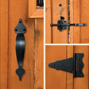 Wooden Gate Combo Kit with Two 6 in. Tee Hinges, Latch with Catch and Handle