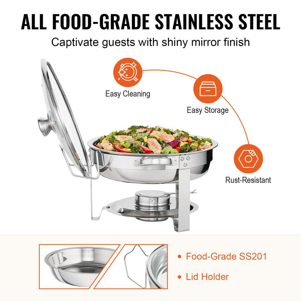 Stainless Steel Round Chafing Dish Set with Glass Lid