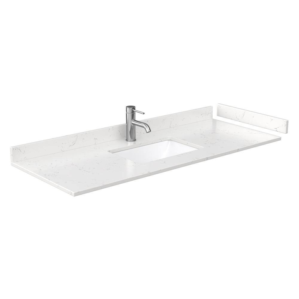 Wyndham Collection 54 In W X 22 In D Cultured Marble Single Basin Vanity Top In Light Vein Carrara With White Basin Wcfvca154stopunsc2 The Home Depot