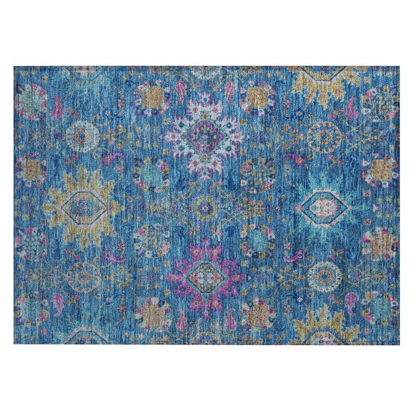Chantille Machine Washable Indoor/Outdoor Abstract ACN2151 Blue 1 ft. 8 in. x 2 ft. 6 in. Accent Rug