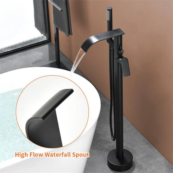 Black high quality Waterfall Freestanding Bathtub Faucet