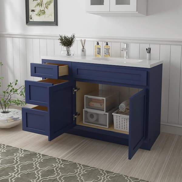 Vanity Art 48 in. W x 21 in. D x 32.5 in. H Bath Vanity Cabinet without Top in Blue