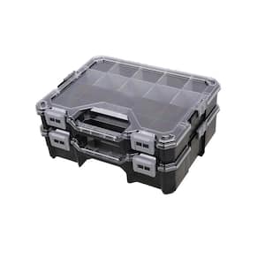36-Compartment Hand Tool Box Interlocking Small Parts Organizer in Black (2-Pack)