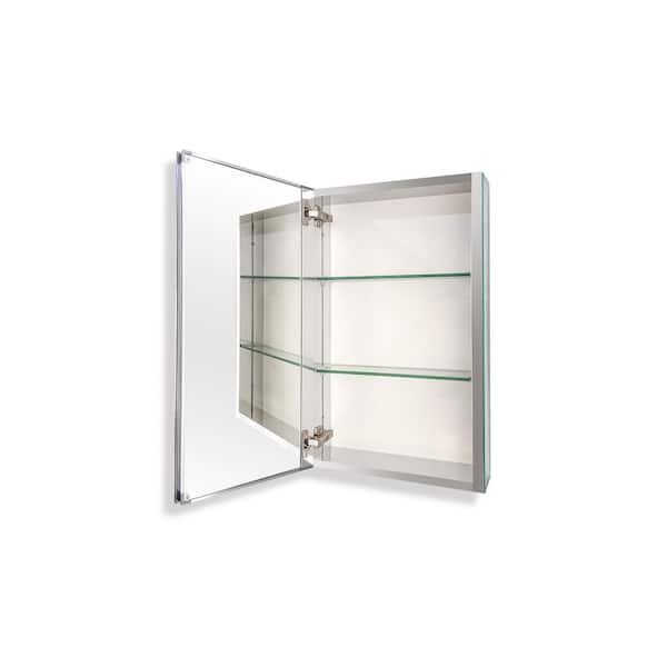 IDEAGLE 15 in. W x 26 in. H Large Rectangular Silver Aluminum Surface Mount Medicine Cabinet with Mirror
