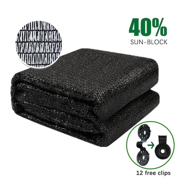 Agfabric 10 ft. x 12 ft. 40% Sunblock Shade Cloth Cover with Clips for Plants, Black