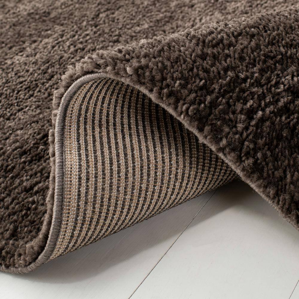 Cozy Comfort Brown 3' Square Synthetic Shag Area Rug
