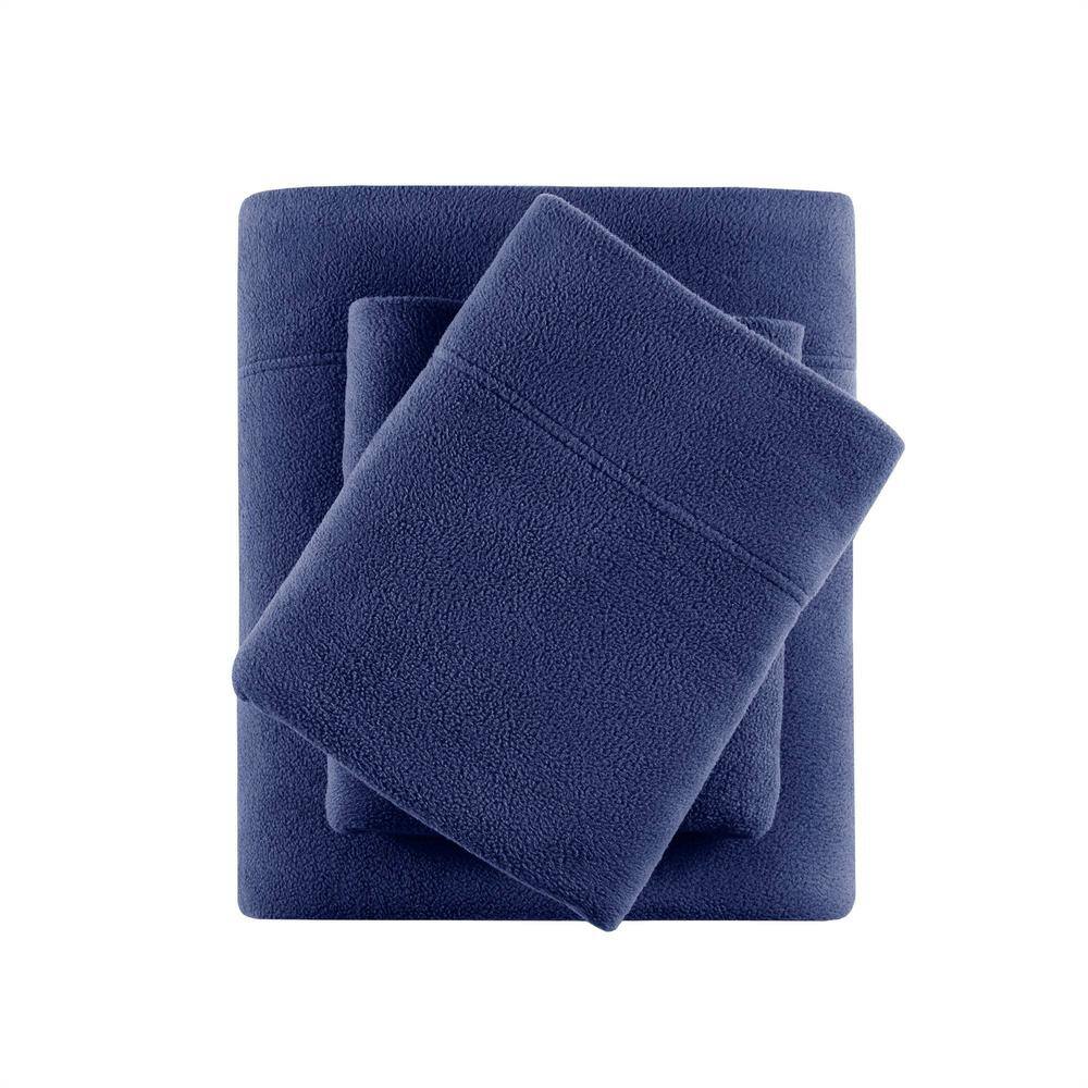 Navy Full Micro Fleece Sheet Set with Pillowcases