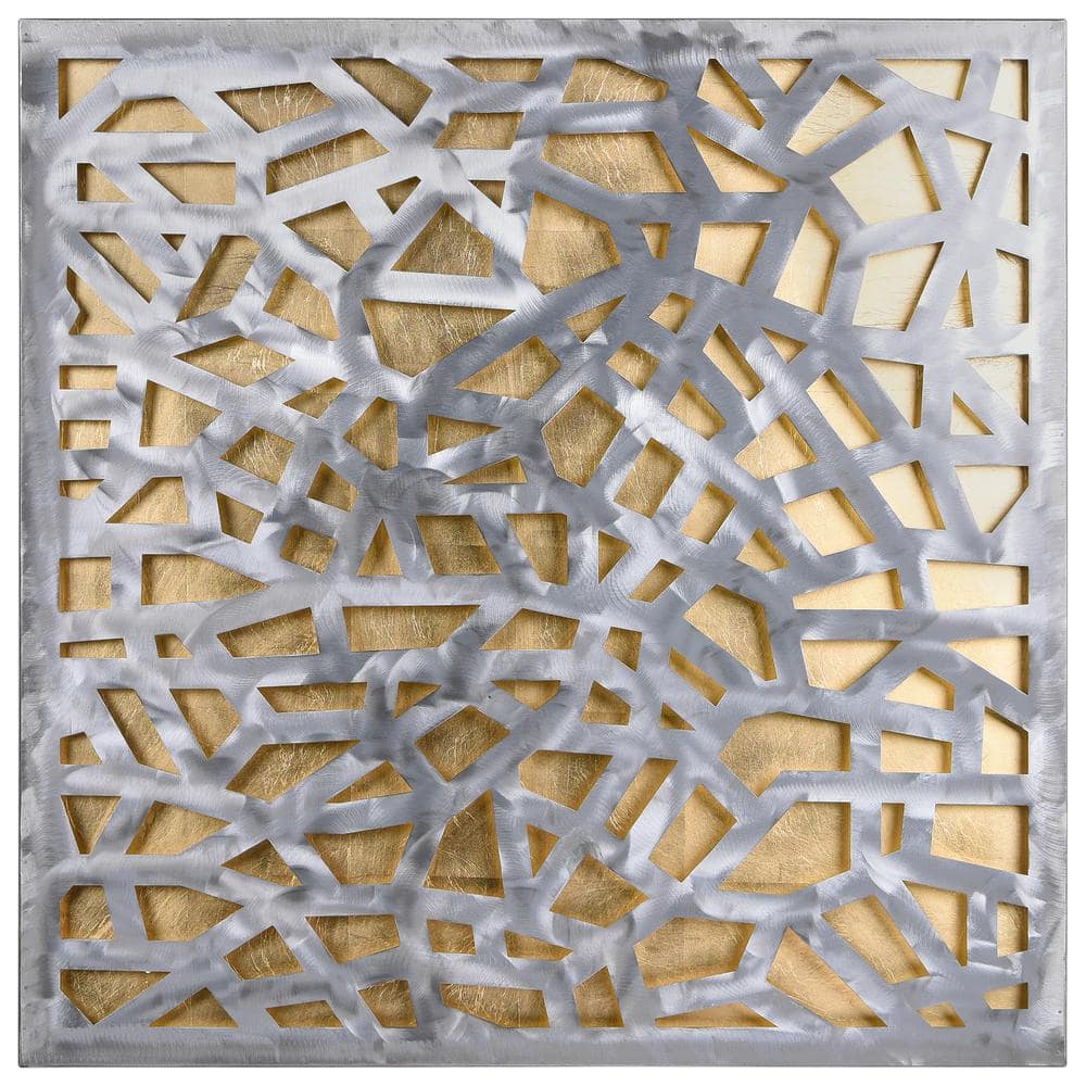 Gold Enigma 32" Polished Steel and Gold Leaf Wall Sculpture