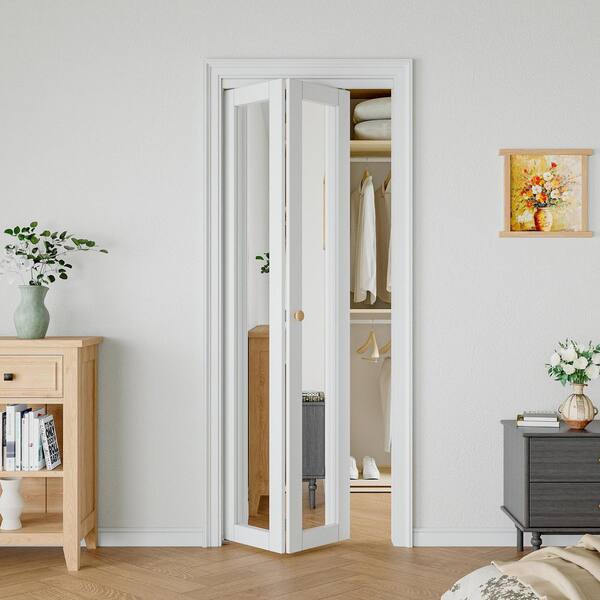Moristar 30 in. x 80 in. 1 Lite Mirrored Glass Solid Core White
