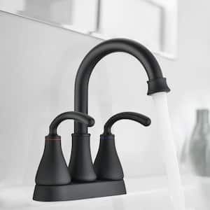 Cortney 4 in. Centerset Double Handle High-Arc Bathroom Faucet Combo Kit with Pop-up Drain Assembly in Matte Black