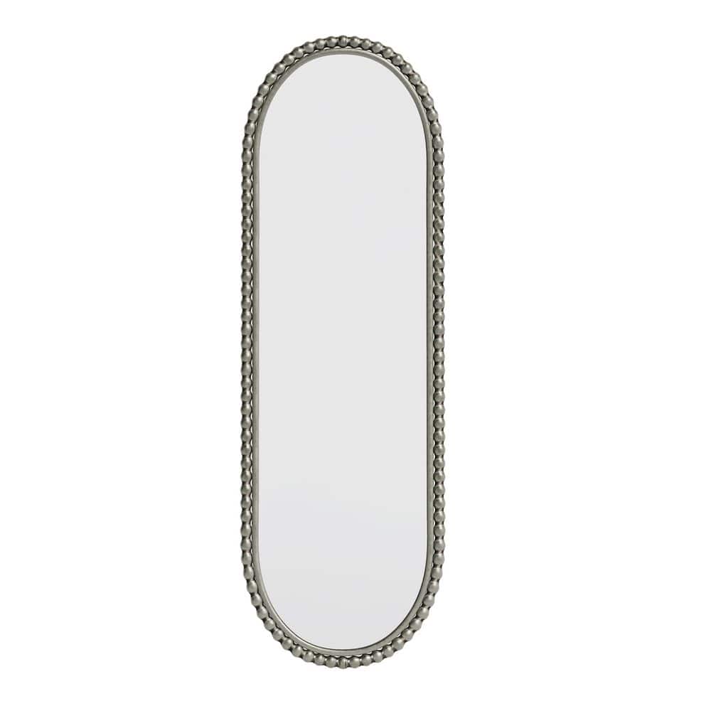 Beautiful Silver 15.75 in. W x 47.25 in. H Oval Antique Iron Framed Vanity 