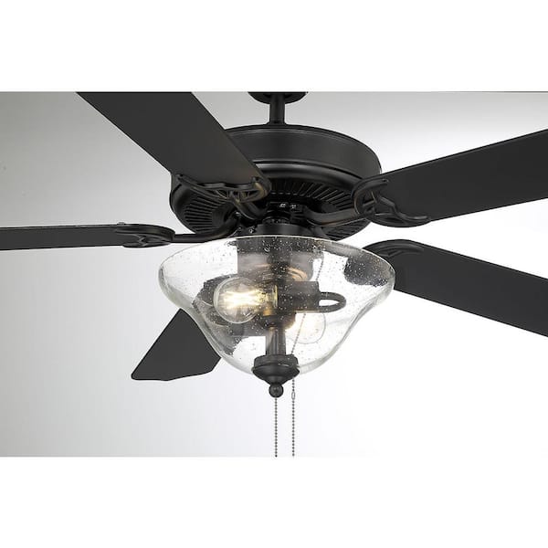 TUXEDO PARK LIGHTING 52 in. Indoor Matte Black Ceiling Fan with
