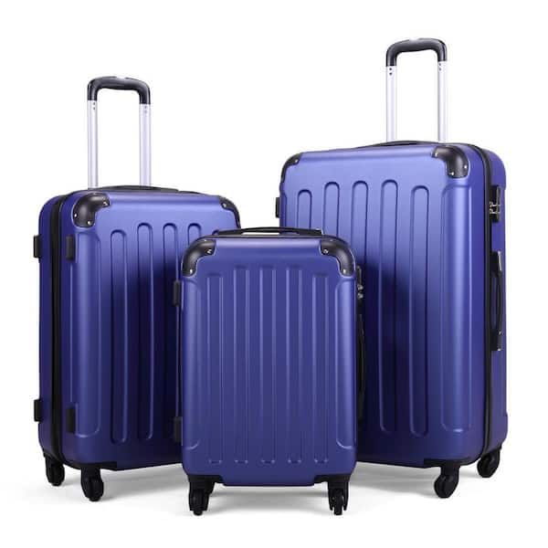 Amucolo 20 in. x 24 in. x 28 in. 3-Piece Deep Blue Luggage Expandable ...