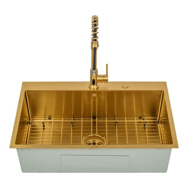 S STRICTLY KITCHEN + BATH 33 in. Drop-In/Undermount Single Bowl 18