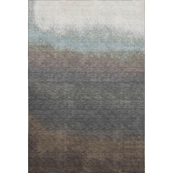 Mayfield Premium Machine Washable Abstract AMF2012 Brown 3 ft. x 4 ft. Area Rug