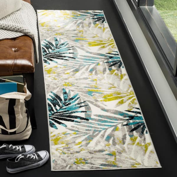Skyler Gray/Green 2 ft. x 12 ft. Abstract Runner Rug