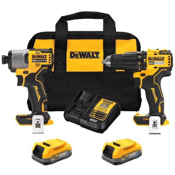 DEWALT - 20V MAX Lithium-Ion 2-Tool Cordless Brushless Combo Kit with (2) Powerstack 1. 7Ah Batteries and Charger