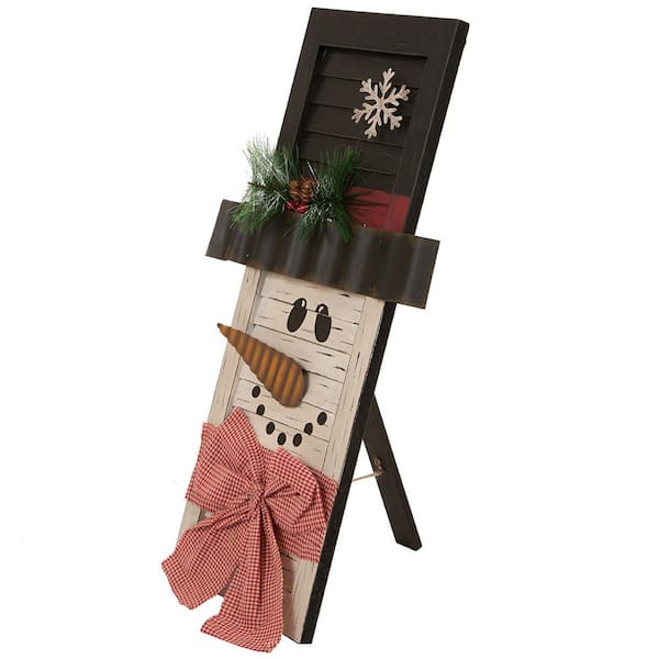 22 in. H Wooden Snowman Shutter Wall Decor or Table Decor