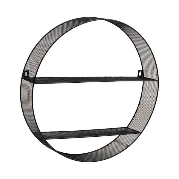 4 in. W x 18 in. D Black Circular Decorative Wall Shelf, Floating Shelves, Wall Decor, Metal