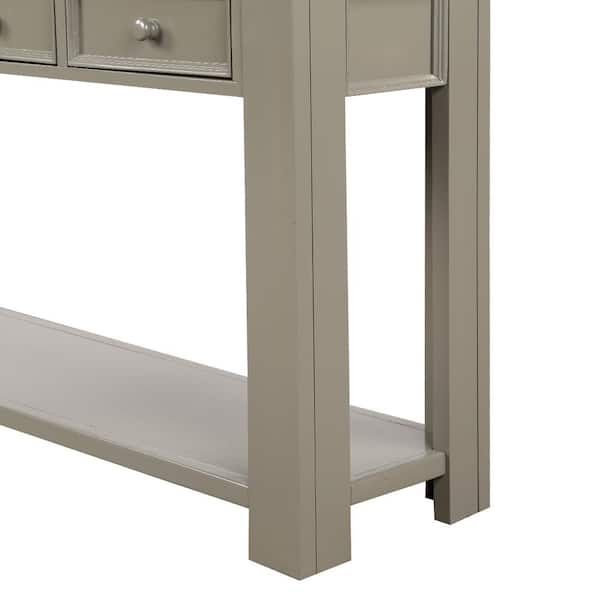 ANBAZAR khaki Console Table for Entryway with Storage Drawers and Bottom Shelf Long Sofa Table Entryway Table for Living Room