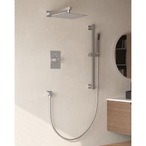 2-Spray Wall Mount Dual Shower Head and Handheld Shower with Easy to Install in Brushed Nickel (Valve Included)