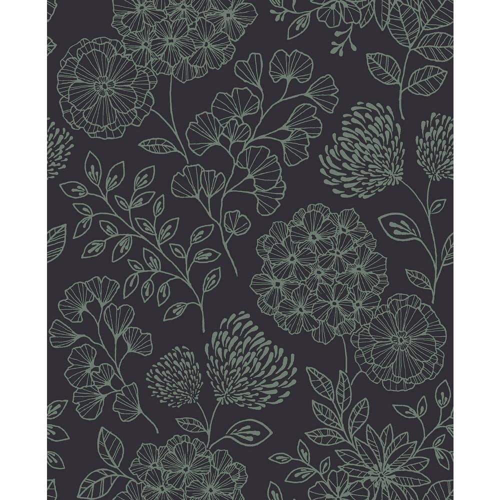 Ada Charcoal Floral Non-Woven Wallpaper Roll