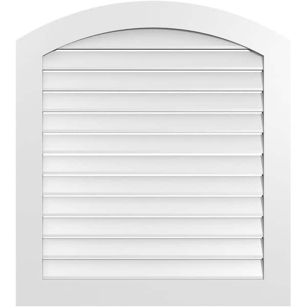 Ekena Millwork 36" x 38" Arch Top Surface Mount PVC Gable Vent: Non-Functional with Standard Frame
