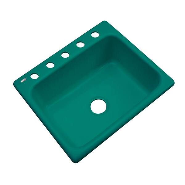 Thermocast Inverness Drop-In Acrylic 25 in. 5-Hole Single Bowl Kitchen Sink in Verde