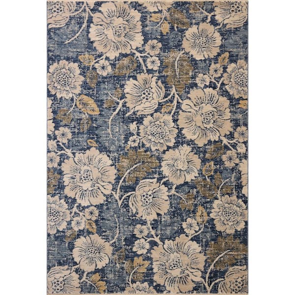 Eileen Denim / Natural 7 ft. 10 in. x 10 ft. 2 in. Transitional Area Rug