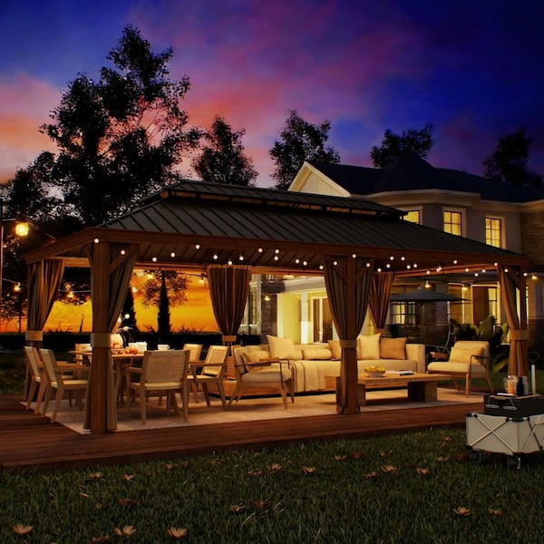 GAZEBEST 12 ft. x 22 ft. Double Galvanized Steel Roof Aluminum