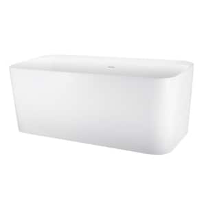 67 in. Acrylic Double Slipper Soaking SPA Tub Stand Alone Freestanding Tub Flatbottom Bathtub in White