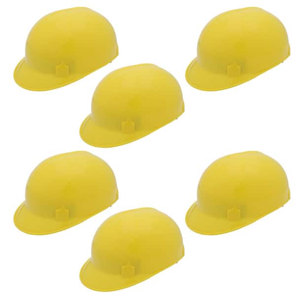 Bump Cap with 4-Point Pin Lock Suspension, HDPE Cap Style, Yellow (Pack of 6)