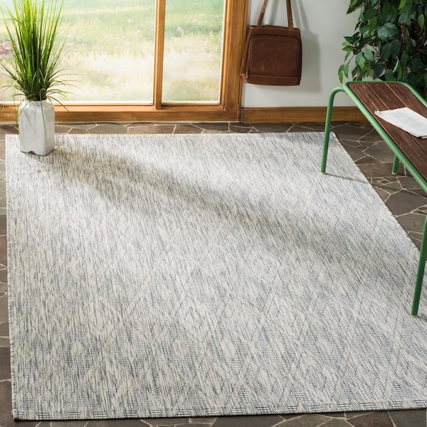 Courtyard Gray 7 ft. x 10 ft. Solid Indoor/Outdoor Patio  Area Rug