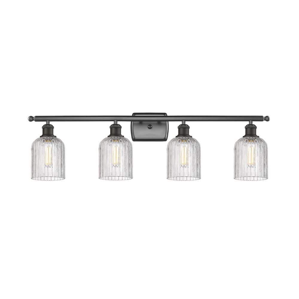 Bridal Veil 35 in. 4-Light Oil Rubbed Bronze Vanity Light with Glass Shade price history on PriceWatchPro