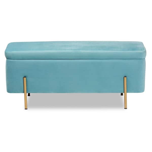 Baxton Studio Rockwell Sky Blue Storage Bench (17.7 in. H x 43.3 in. W x 15.7 in. D)