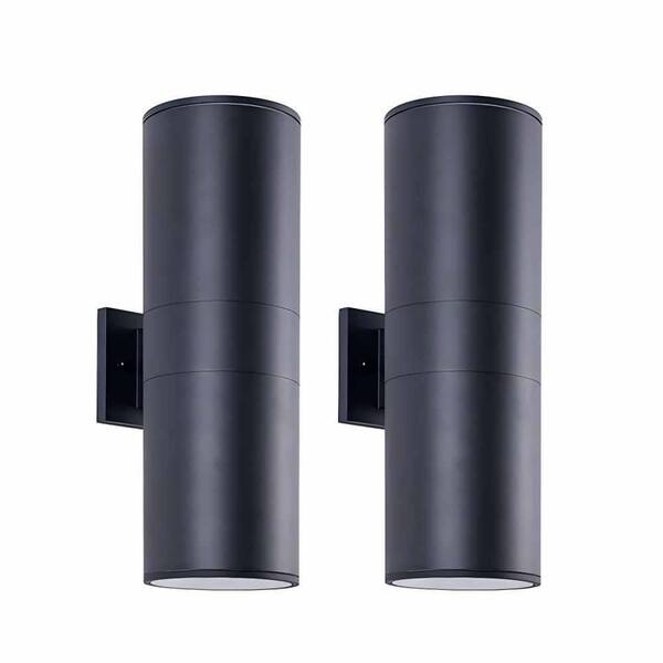 (2-Pack) 18 in. 2-Light Black Outdoor/Indoor Wall Sconce with Aluminum Shade Rainproof and windproof