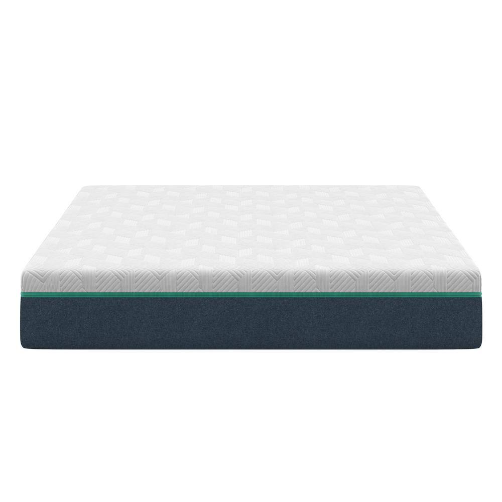 Full White and Blue Gel Memory Foam Mattress with Cooling Air Flow