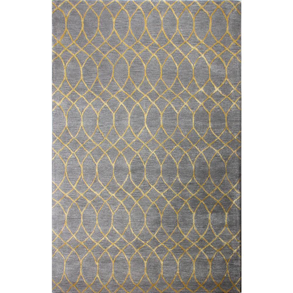 Handmade Gray Wool Viscose Geometric Tufted Rug 5'6" x 8'6"