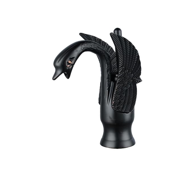 BWE Swan Single Hole Single-Handle Bathroom Faucet With Pop Up Drain & Overflow Cover in Oil Rubbed Bronze