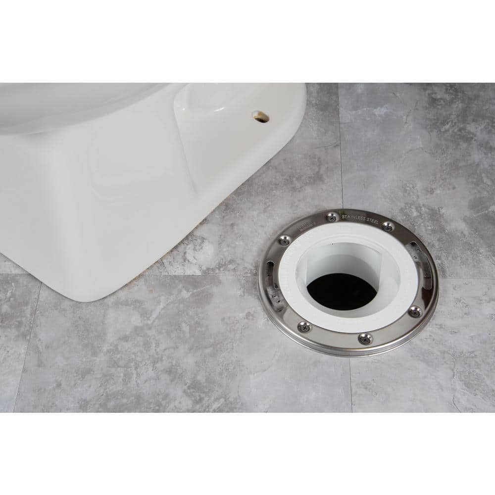 3-Inch PVC Offset Toilet Flange with Stainless Steel Ring