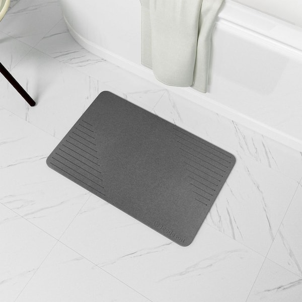 15.35 in. x 23.62 in. Stone Bath Mat, Super Absorbent Quick-Drying Diatomaceous Earth Bath Mat, Dark Gray