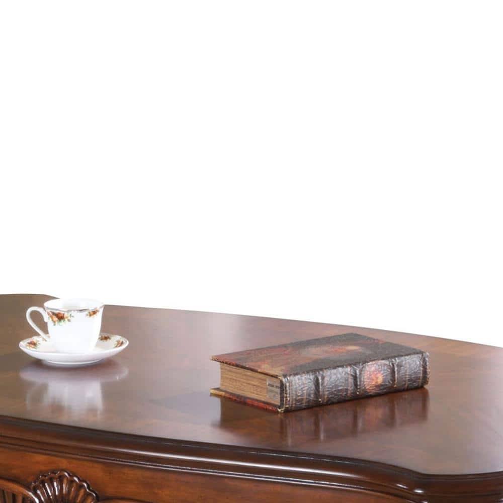 Cherry Brown Vintage Rectangular Coffee Table with Fluted Legs