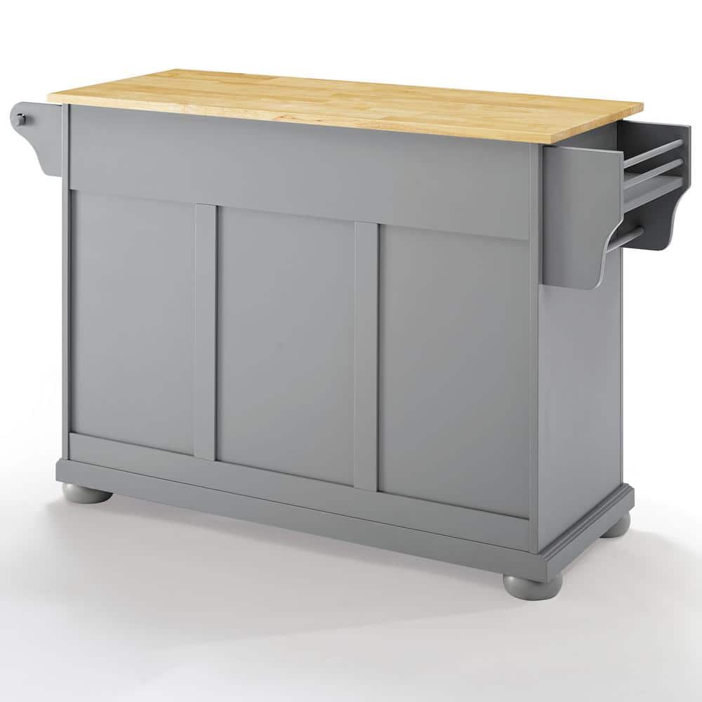Gray and Natural Wood Top Kitchen Island with Storage