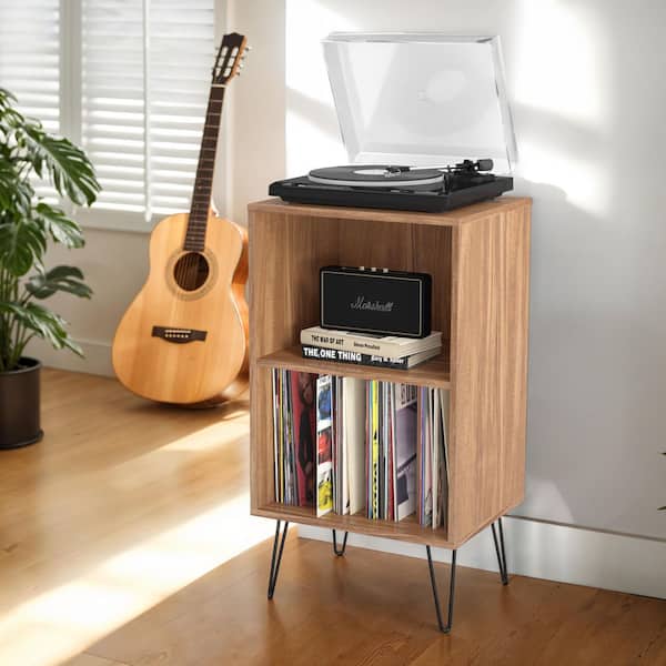 CorLiving Vintora Brown Open Shelved Turntable Stand
