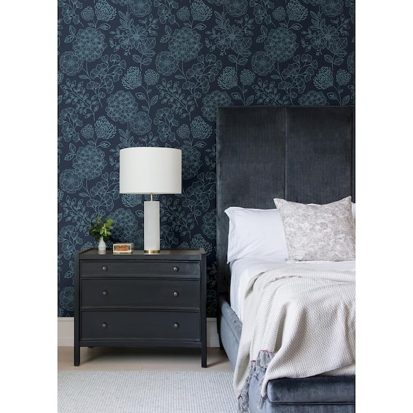 Ada Indigo Floral Wallpaper Sample